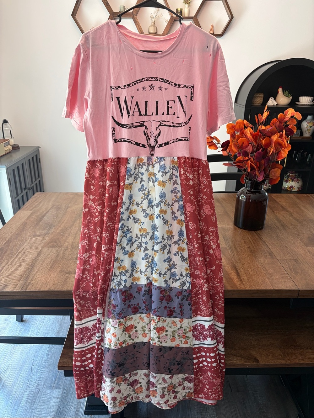 Patchwork Oversized Boho Maxi Dress Pink Fits Size S-XL